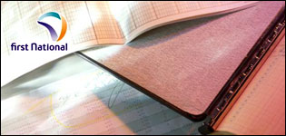 First National logo and papers