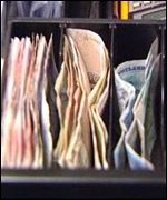 Money in a till 