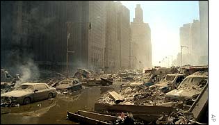 Lower Manhattan after 11 September attack