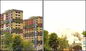 The multi-storey buildings in Dundee are demolished