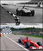 Manuel Fangio (top) and Michael Schumacher