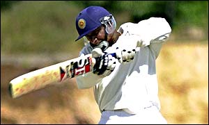 Aravinda de Silva plays a shot during his commanding innings against Bangladesh
