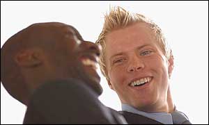 Eidur Gudjohnsen (right) with fellow striker Hasselbaink (left)