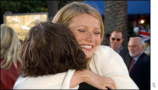 Gwyneth Paltrow embracing actor Jack Black
