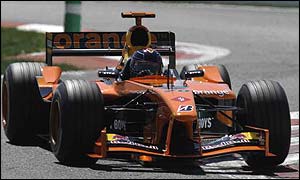 Heinz Harald Frentzen makes a brief appearance at Magny-Cours