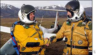 Steve Fossett (l) and Einar Enevoldson