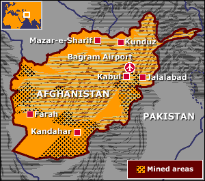 Map of the most mined areas in Afghanistan