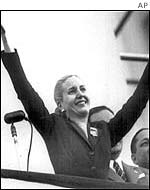 Eva Peron on a balcony
