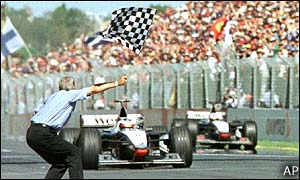 The season-opening Australian Grand Prix was a controversial affair for Hakkinen as he won after McLaren team-mate David Coulthard let him past on the final lap