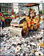 Destruction of fake items in Thailand