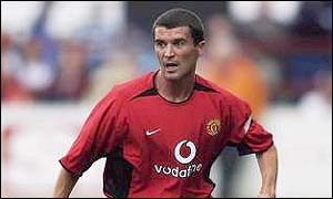 Roy Keane in action for Manchester United against Shelbourne