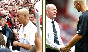 Rio Ferdinand is warmly greeted by Mel Machin, the man who gave him his League start
