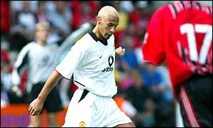 Rio Ferdinand on the ball for Manchester United against Bournemouth