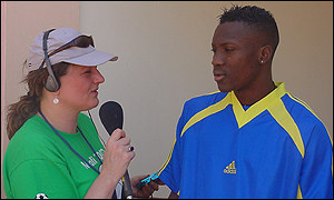 Shabani Nonda with the BBC's Jenny Horrocks