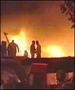 Cars were burned during clashes