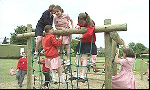 children on climbing frame