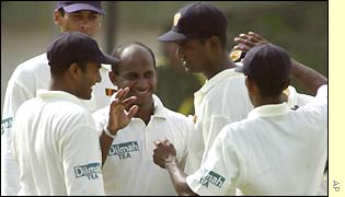 Sanath Jayasuriya celebrates