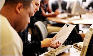 Students at computer desk