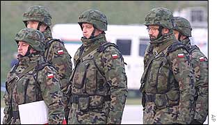 Polish troops patrol the border