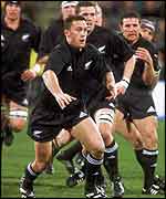 Caleb Ralph spins out a pass against South Africa