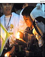 Pilgrim at Pope's arrival