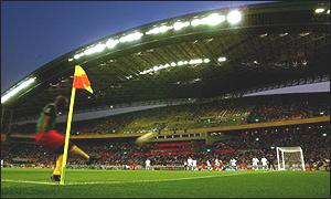 Geremi takes a corner at the Saitama stadium