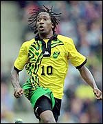 Ricardo Fuller in action for Jamaica