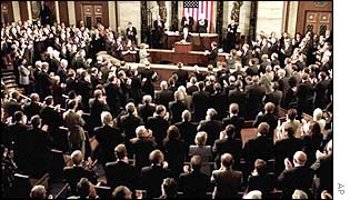 The US Congress being addressed by President Bush