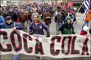 Coca Cola workers join union protests