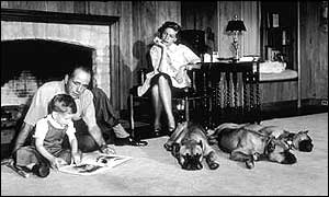 Bogart and Bacall at home in Beverly Hills, 1952