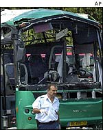 Wrecked bus
