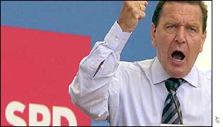 Gerhard Schroeder at Hanover rally