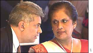 Prime Minister Ranil Wickremesinghe and President Chandrika Kumaratunga