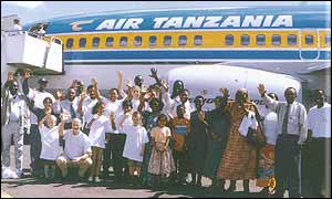 Air Tanzania plane and staff