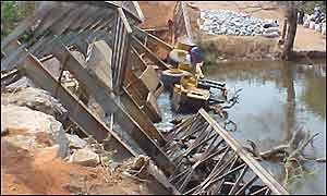 A damaged bridge in Angola