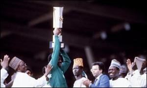 Christian Chukwu lifting the African Nations Cup in Lagos