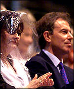 Cherie and Tony Blair at the Commonwealth Games closing ceremony