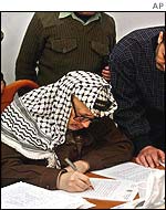 Palestinian leader Yasser Arafat 