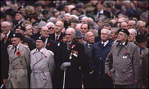 Veterans at the Cenotaph, London on Remembrance Sunday