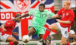 Julius Aghahowa in action against England at the World Cup finals