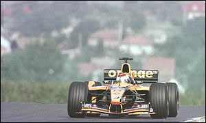 Jos Verstappen in an Arrows at the Hungarian Grand Prix last year