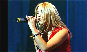 Rachel Stevens, S Club 7 band member, at Wembley Arena in February 
