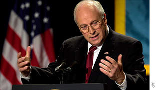Vice President Dick Cheney talks about the economy during a speech to the Commonwealth Club of California.