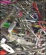 sharp objects confiscated from airline passengers