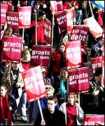 Students on anti-debt demo earlier this year