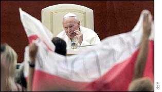 Polish flag waved at Pope