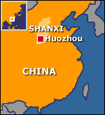 Map of China showing Huozhou in Shanxi province