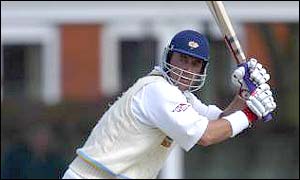 Darren Lehmann turning the ball to leg