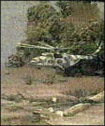 Helicopter surveys flood scene