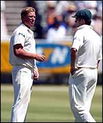 Australia's Shane Warne and Steve Waugh
